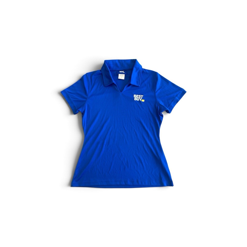 Best Buy Polo Shirt Women Blue Sz S Employee Work Uniform Polyester Short Sleeve